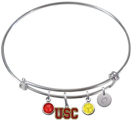 USC Southern California Trojans Football Expandable Wire Bangle Charm Bracelet