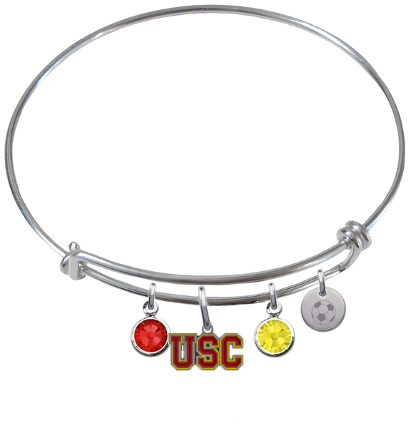 USC Southern California Trojans Soccer Expandable Wire Bangle Charm Bracelet