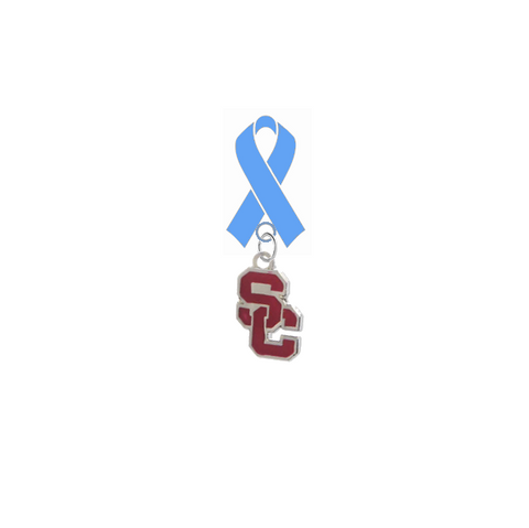 USC Trojans Style 2 Prostate Cancer Awareness / Fathers Day Light Blue Ribbon Lapel Pin