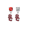 USC Southern California Trojans 2 RED & CLEAR Swarovski Crystal Stud Rhinestone Earrings