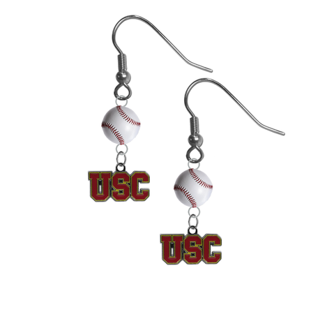 USC Southern California Trojans NCAA Baseball Dangle Earrings
