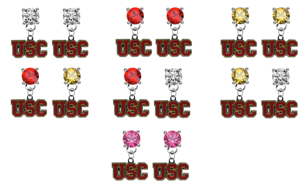 USC Southern California Trojans NCAA Swarovski Crystal Stud Rhinestone Earrings