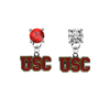 USC Southern California Trojans RED & CLEAR Swarovski Crystal Stud Rhinestone Earrings
