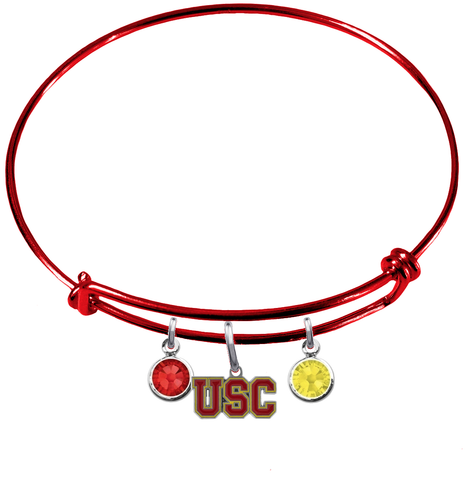 USC Southern California Trojans RED Color Edition Expandable Wire Bangle Charm Bracelet
