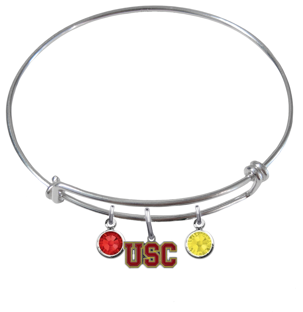 USC Southern California Trojans NCAA Expandable Wire Bangle Charm Bracelet