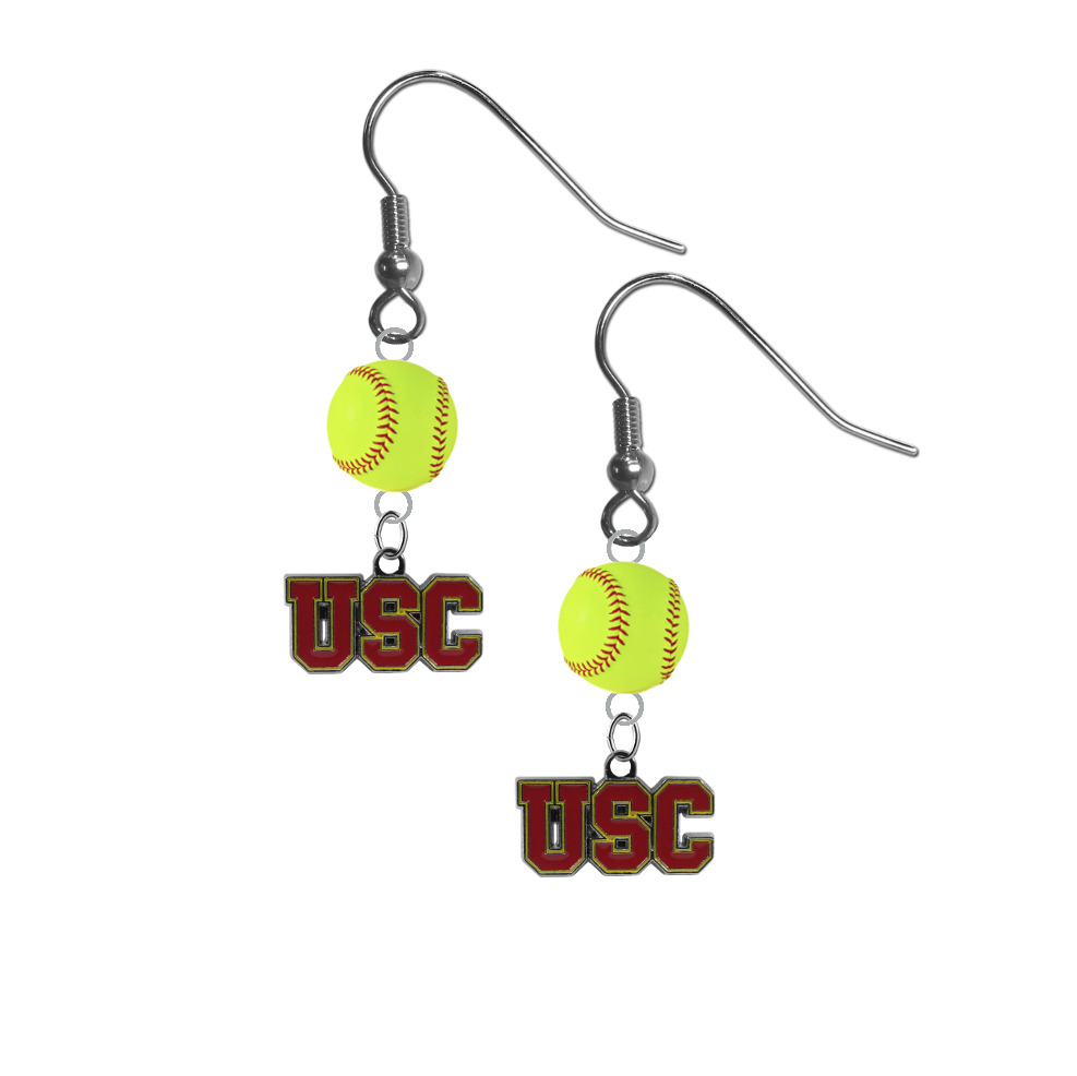 USC Southern California Trojans NCAA Fastpitch Softball Dangle Earrings