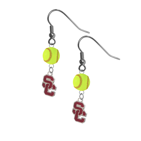 USC Southern California Trojans Style 2 NCAA Fastpitch Softball Dangle Earrings