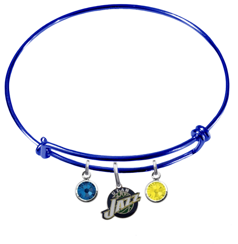 Utah Jazz BLUE Color Edition Expandable Wire Bangle Charm Bracelet