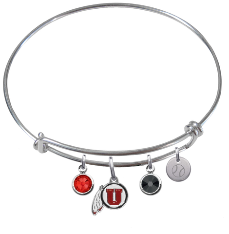 Utah Utes Baseball Expandable Wire Bangle Charm Bracelet