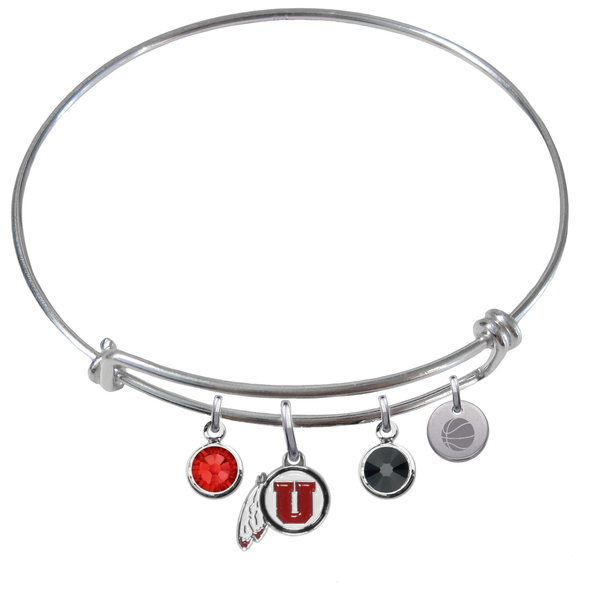 Utah Utes Basketball Expandable Wire Bangle Charm Bracelet