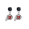 Utah Utes BLACK Swarovski Crystal Stud Rhinestone Earrings