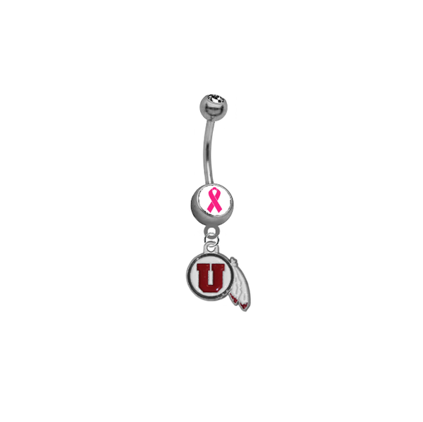 Utah Utes Breast Cancer Awareness Belly Button Navel Ring