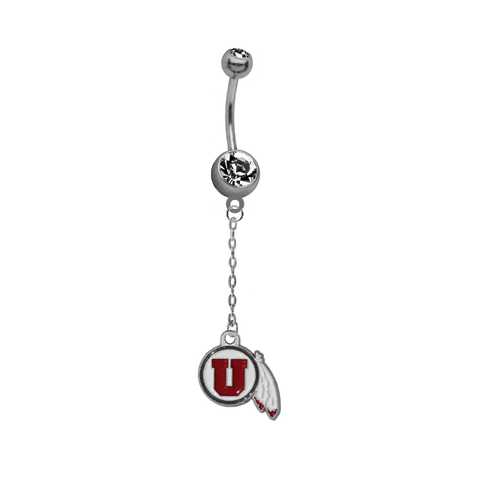 Utah Utes Dangle Chain Belly Button Navel Ring