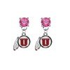 Utah Utes PINK Swarovski Crystal Stud Rhinestone Earrings