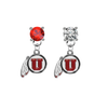 Utah Utes RED & CLEAR Swarovski Crystal Stud Rhinestone Earrings