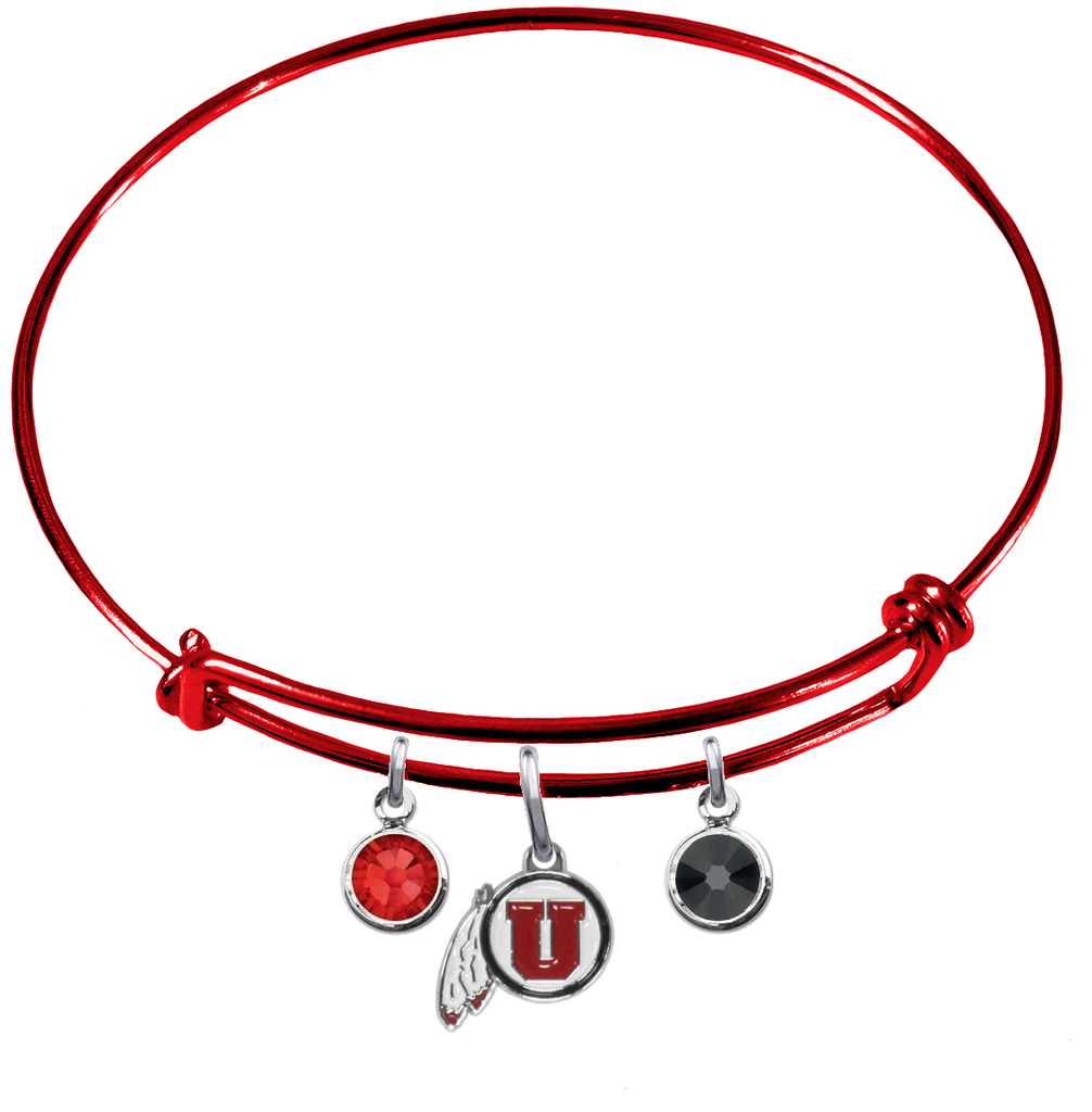 Utah Utes RED Color Edition Expandable Wire Bangle Charm Bracelet