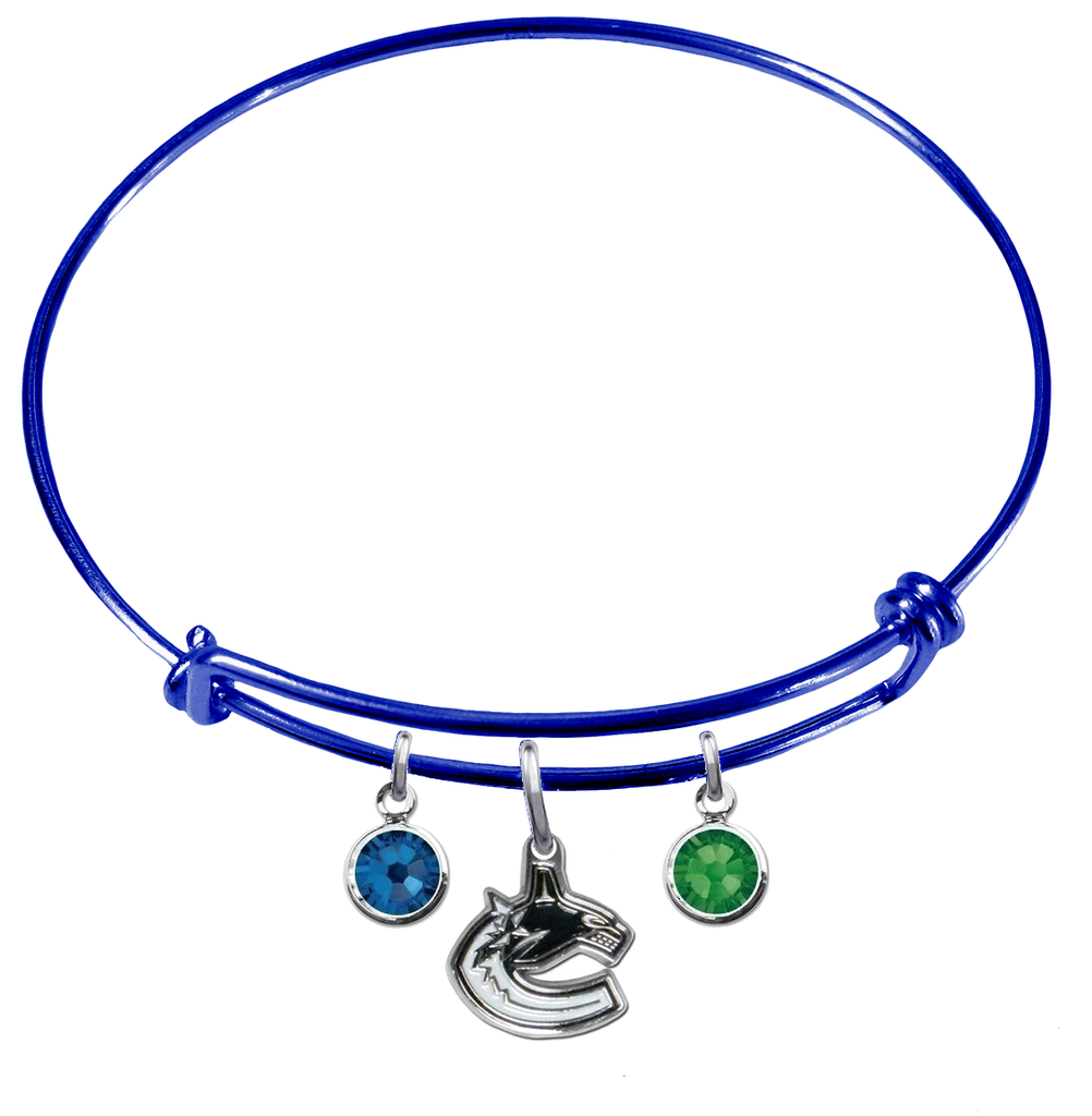 Vancouver Canucks Color Edition BLUE Expandable Wire Bangle Charm Bracelet