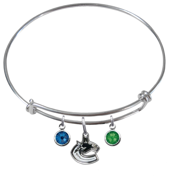 Vancouver Canucks NHL Expandable Wire Bangle Charm Bracelet