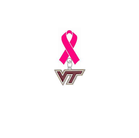 Virginia Tech Hokies Breast Cancer Awareness / Mothers Day Pink Ribbon Lapel Pin
