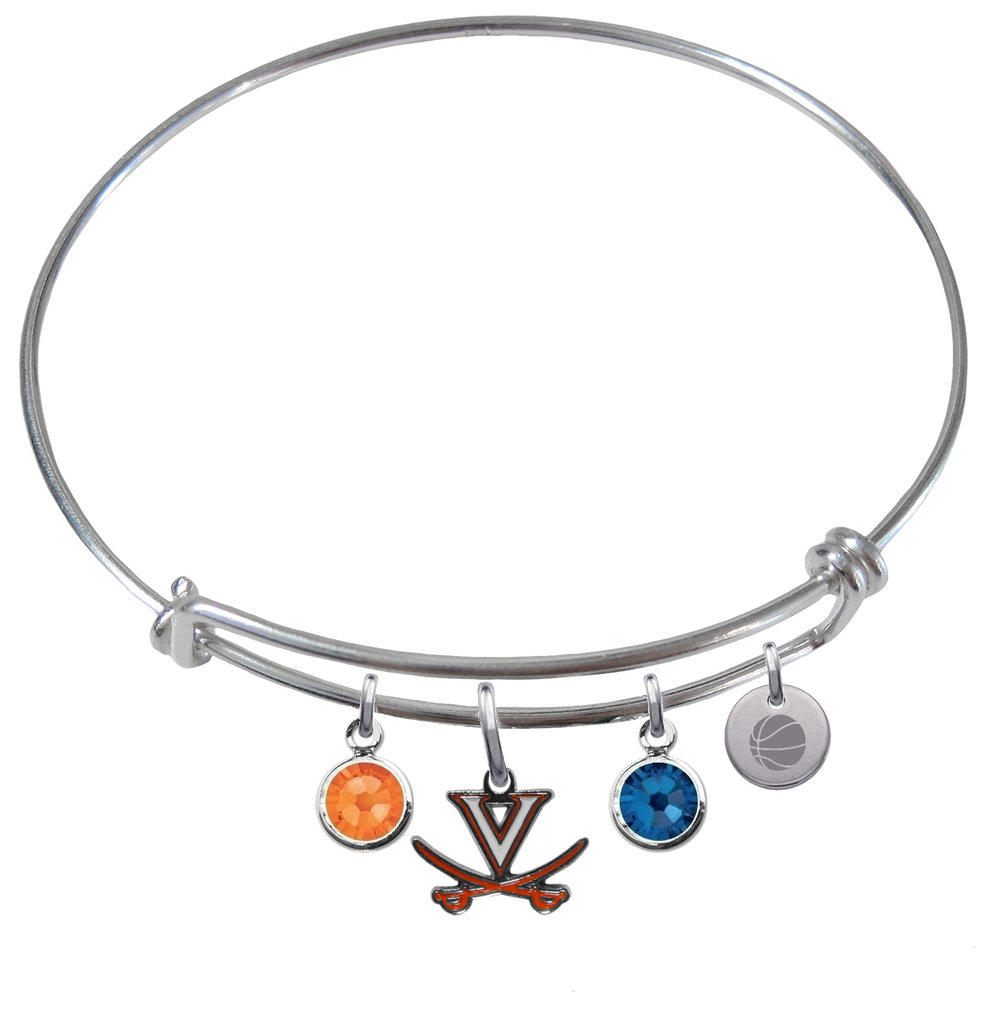 Virginia Cavaliers Basketball Expandable Wire Bangle Charm Bracelet