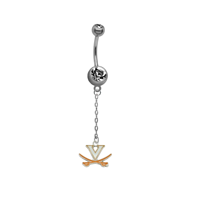 Virginia Cavaliers Dangle Chain Belly Button Navel Ring