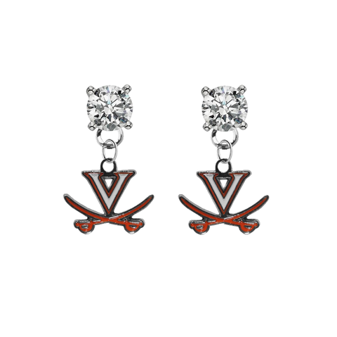 Virginia Cavaliers CLEAR Swarovski Crystal Stud Rhinestone Earrings