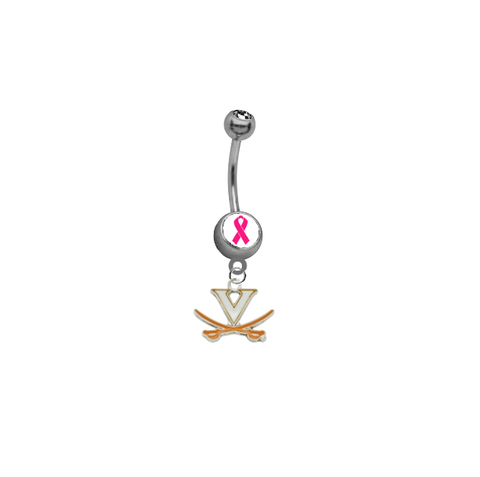 Virginia Cavaliers Breast Cancer Awareness Belly Button Navel Ring
