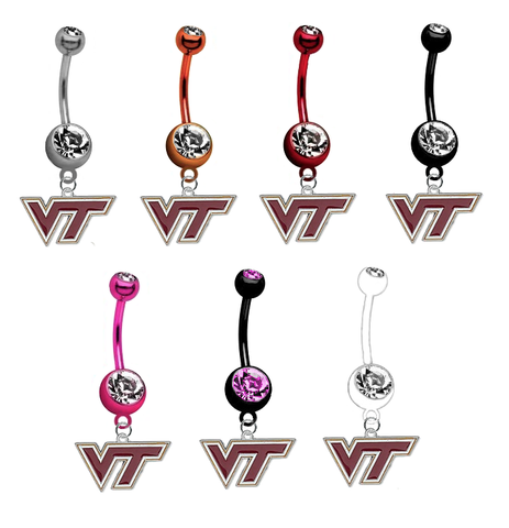 Virginia Tech Hokies NCAA College Belly Button Navel Ring - Pick Your Color