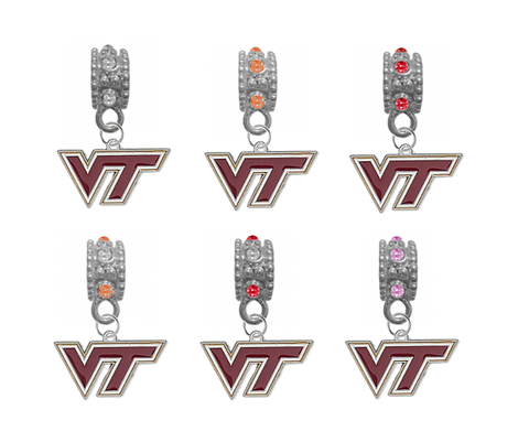 Virginia Tech Hokies NCAA Crystal Rhinestone European Bracelet Charm