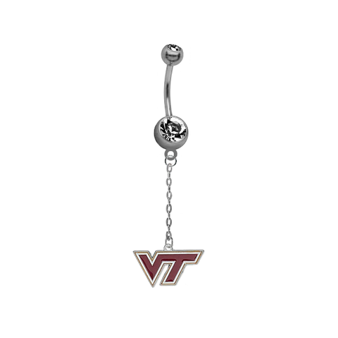 Virginia Tech Hokies Dangle Chain Belly Button Navel Ring