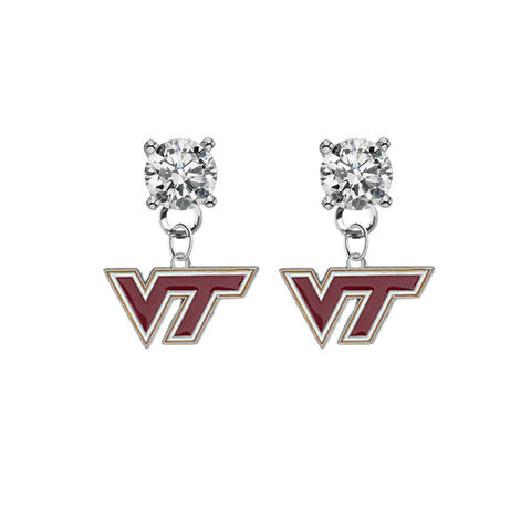 Virginia Tech Hokies CLEAR Swarovski Crystal Stud Rhinestone Earrings