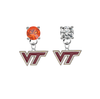 Virginia Tech Hokies ORANGE & CLEAR Swarovski Crystal Stud Rhinestone Earrings