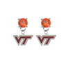 Virginia Tech Hokies ORANGE Swarovski Crystal Stud Rhinestone Earrings