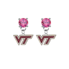 Virginia Tech Hokies PINK Swarovski Crystal Stud Rhinestone Earrings
