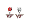 Virginia Tech Hokies RED & CLEAR Swarovski Crystal Stud Rhinestone Earrings