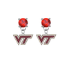 Virginia Tech Hokies RED Swarovski Crystal Stud Rhinestone Earrings