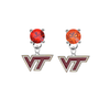 Virginia Tech Hokies RED & ORANGE Swarovski Crystal Stud Rhinestone Earrings