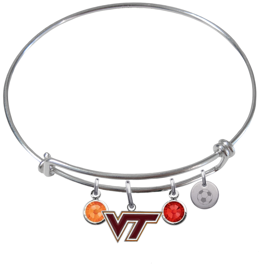 Virginia Tech Hokies Soccer Expandable Wire Bangle Charm Bracelet