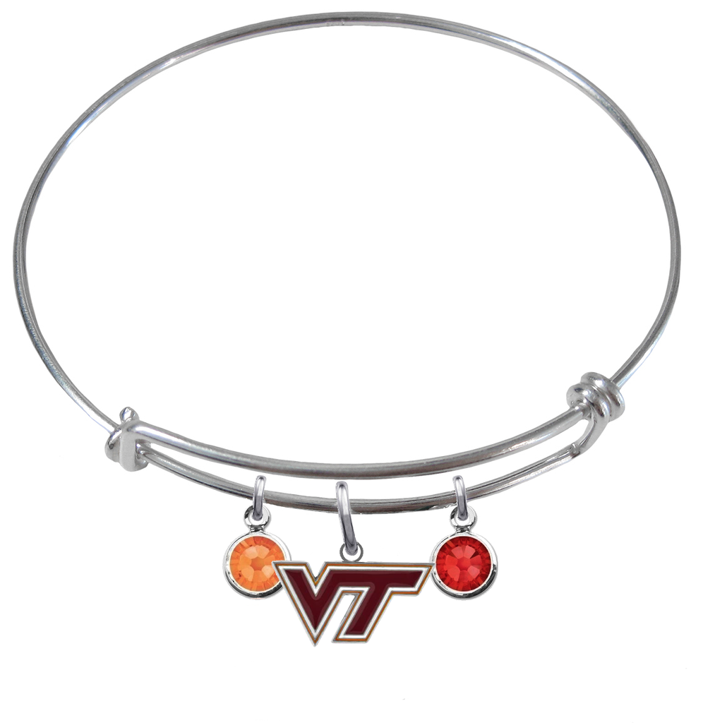 Virginia Tech Hokies NCAA Expandable Wire Bangle Charm Bracelet
