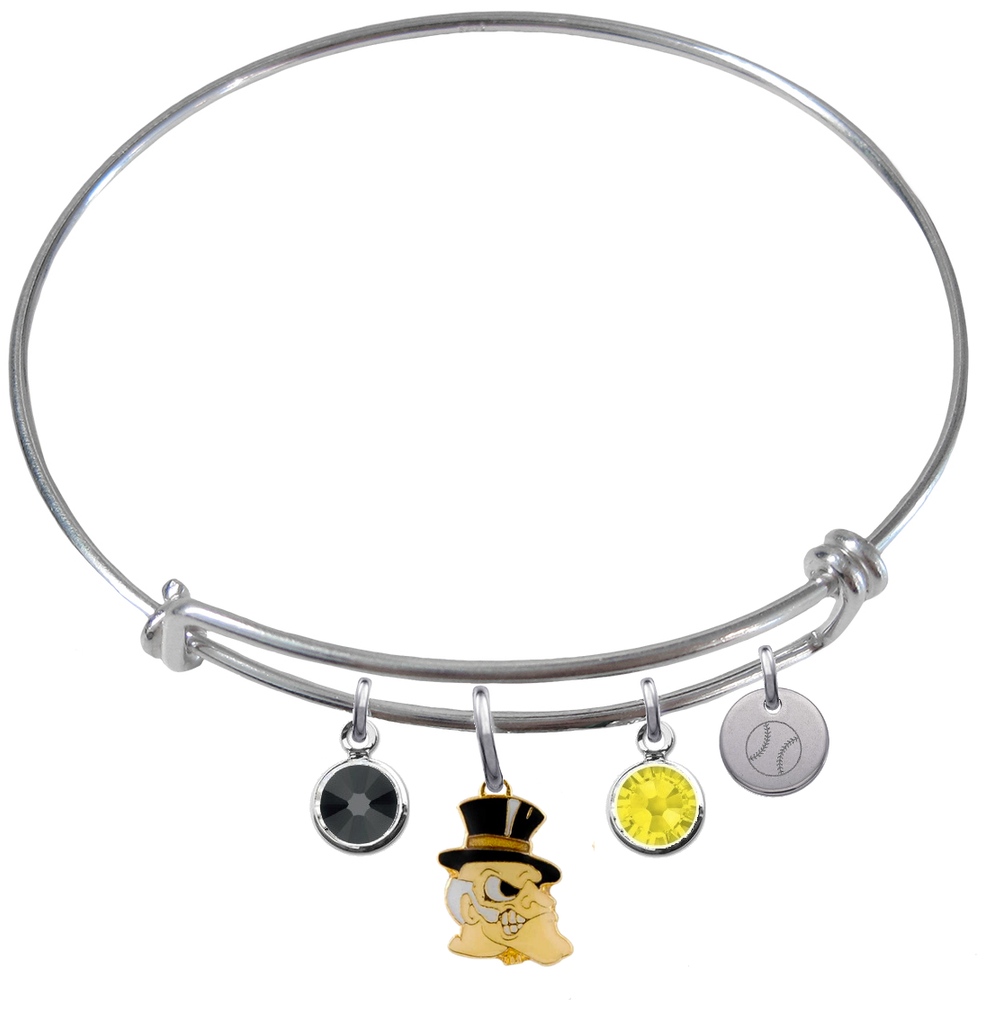Wake Forest Demon Deacons Softball Expandable Wire Bangle Charm Bracelet