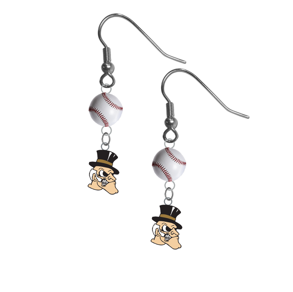 Wake Forest Demon Deacons NCAA Baseball Dangle Earrings