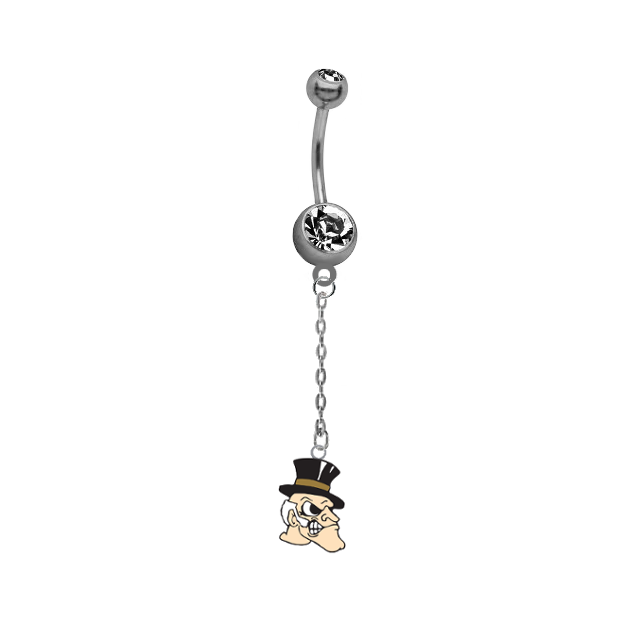 Wake Forest Demon Deacons Dangle Chain Belly Button Navel Ring
