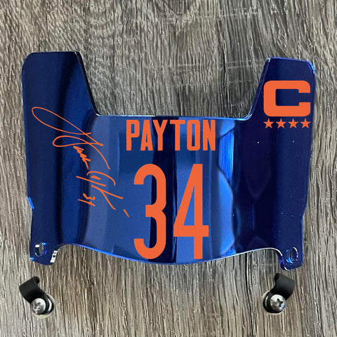 Chicago Bears Walter Payton Mini Football Helmet Visor Shield Blue Chrome Mirror w/ Clips