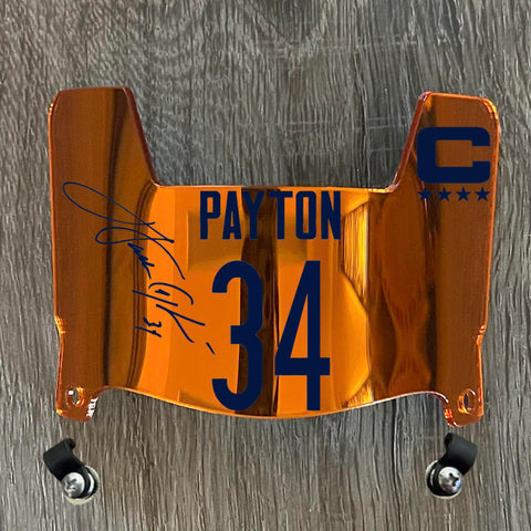 Chicago Bears Walter Payton Mini Football Helmet Visor Shield Orange Chrome Mirror w/ Clips