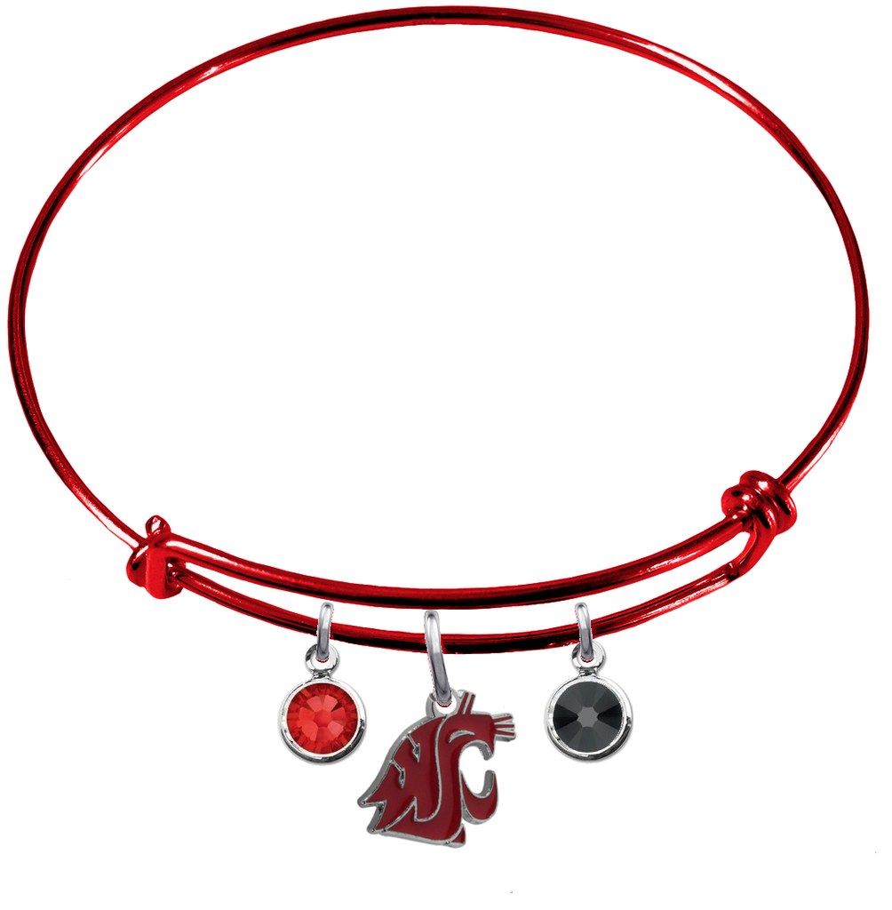 Washington State Cougars RED Expandable Wire Bangle Charm Bracelet