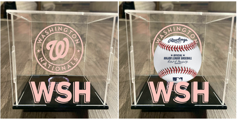Washington Nationals City Connect Single Acrylic UV Baseball Display Case Cube w/ Ball Holder