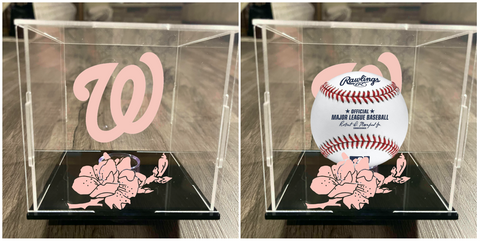 Washington Nationals City Connect Single Acrylic UV Baseball Display Case Cube w/ Ball Holder
