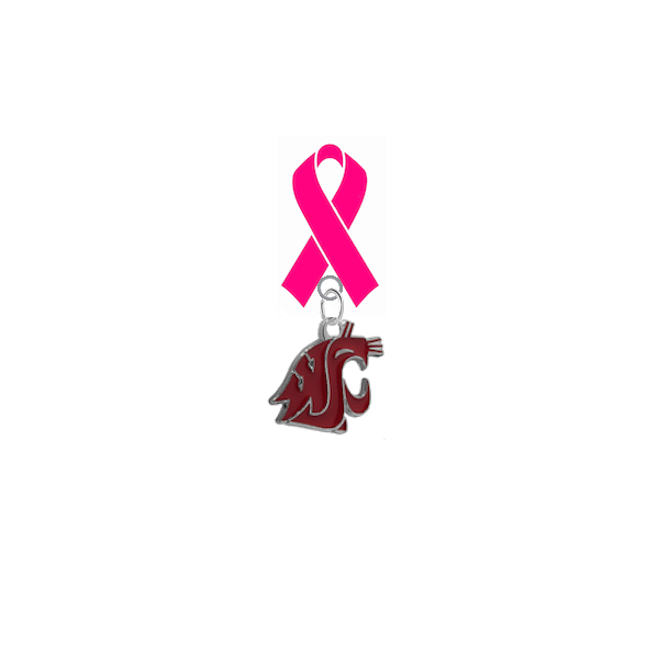 Washington State Cougars Mascot Breast Cancer Awareness / Mothers Day Pink Ribbon Lapel Pin