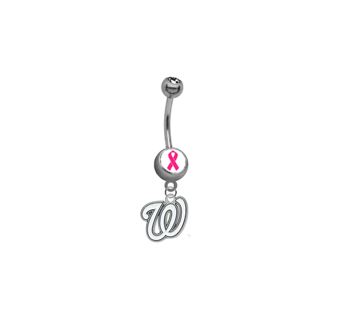 Washington Nationals Breast Cancer Awareness Belly Button Navel Ring