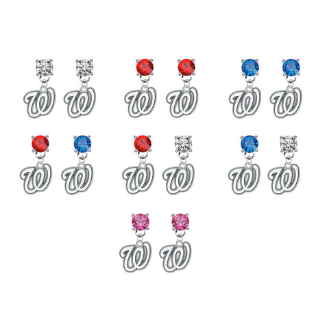 Washington Nationals MLB Swarovski Crystal Stud Rhinestone Earrings